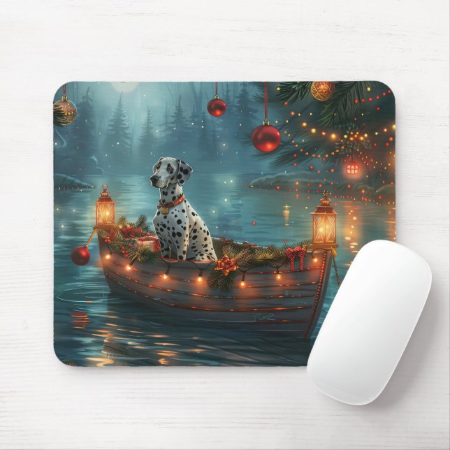 Dalmatian Christmas Festive Voyage Mouse Mat (With Mouse)