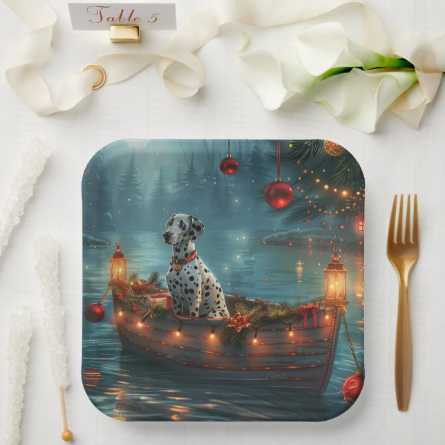 Dalmatian Christmas Festive Voyage Paper Plate (Wedding)