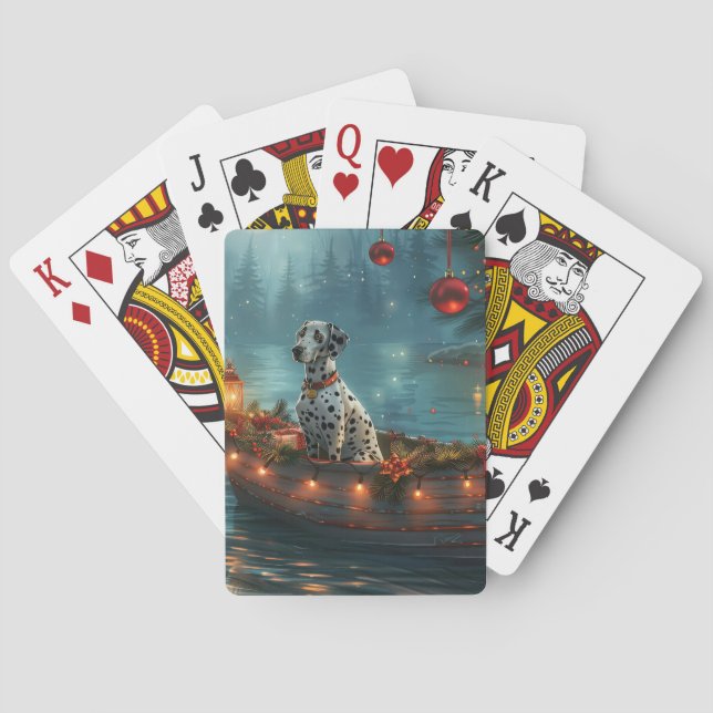 Dalmatian Christmas Festive Voyage Playing Cards (Back)