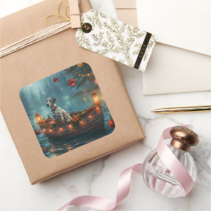Dalmatian Christmas Festive Voyage Square Sticker