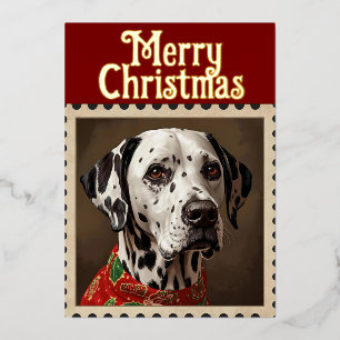 Dalmatian christmas foil holiday card