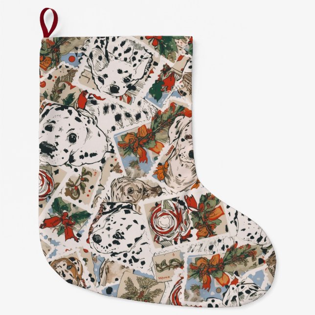 Dalmatian christmas large christmas stocking (Front)