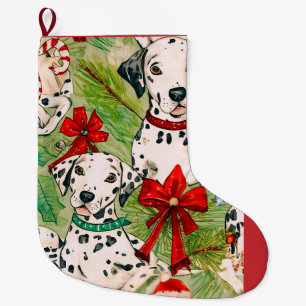 Dalmatian christmas large christmas stocking