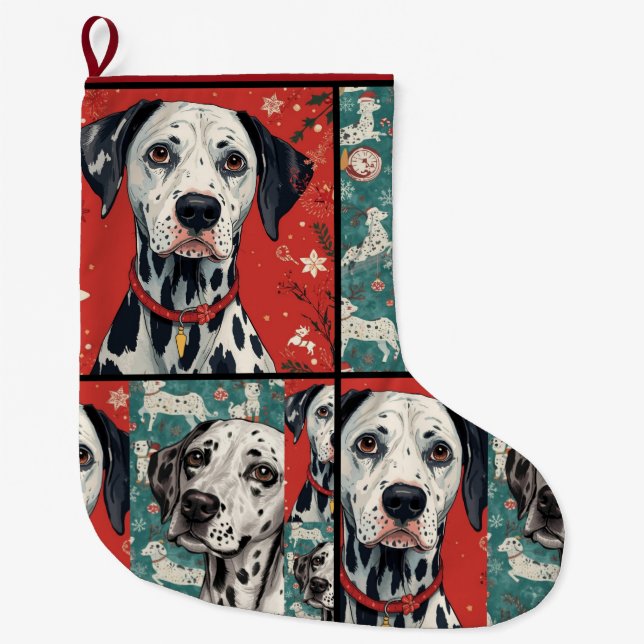 Dalmatian christmas large christmas stocking (Front)