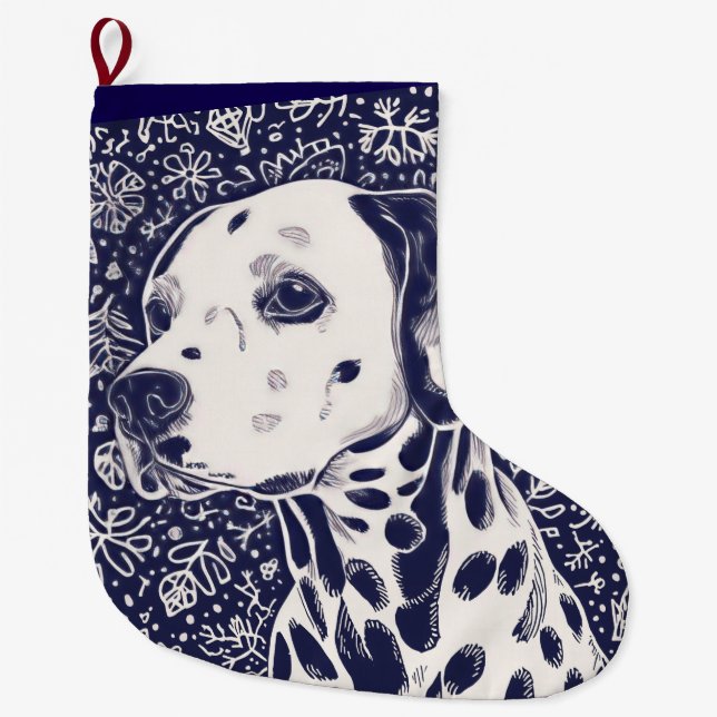 Dalmatian christmas large christmas stocking (Front)