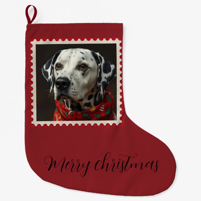 Dalmatian christmas large christmas stocking (Front)