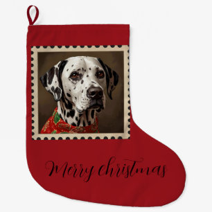 Dalmatian christmas large christmas stocking