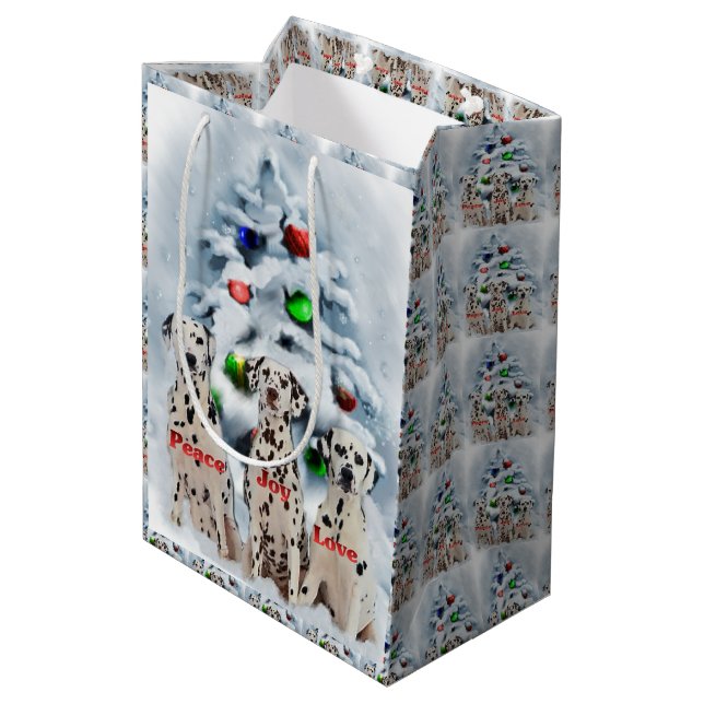 Dalmatian Christmas Medium Gift Bag (Back Angled)