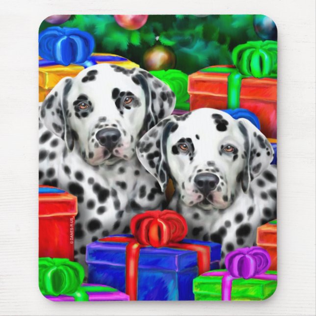 Dalmatian Christmas Open Gifts Mouse Mat (Front)