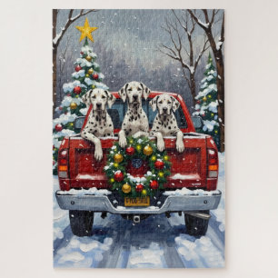 Dalmatian Christmas Red Truck Holiday Jigsaw Puzzle