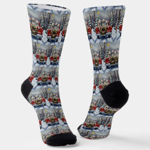 Dalmatian Christmas Red Truck Holiday Socks