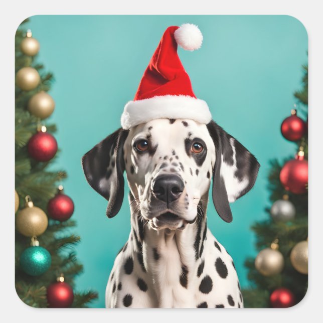 Dalmatian Christmas Square Sticker (Front)