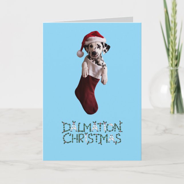 Dalmatian Christmas Stocking Holiday Card (Front)