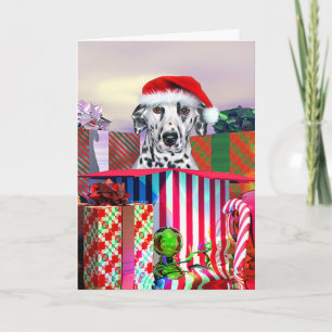 Dalmatian Christmas Surprise Holiday Card
