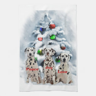 Dalmatian Christmas Tea Towel