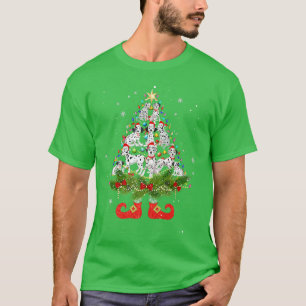 Dalmatian Christmas Tree Lights Cute Santa Hat Dog T-Shirt