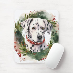 Dalmatian Christmas Wreath Festive Pup  Mouse Mat