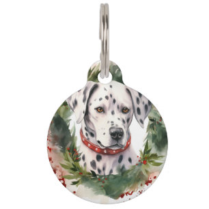 Dalmatian Christmas Wreath Festive Pup Pet Tag