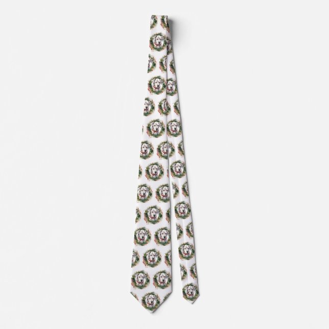 Dalmatian Christmas Wreath Festive Pup  Tie (Front)
