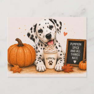 Dalmatian Cozy Pumpkin Spice Autumn Puppaccino Postcard