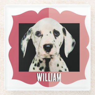 Dalmatian customised pattern photo frame glass coaster