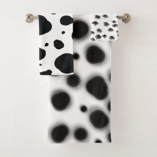 dalmatian cute black and white dots animal print  bath towel set