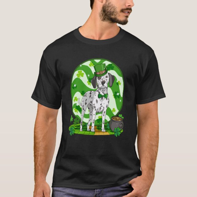 Dalmatian Cute Leprechaun Dog St Patricks Day T-Shirt (Front)