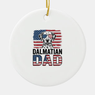 Dalmatian Dad Patriotic Vintage Dog Shirt Design_1 Ceramic Tree Decoration