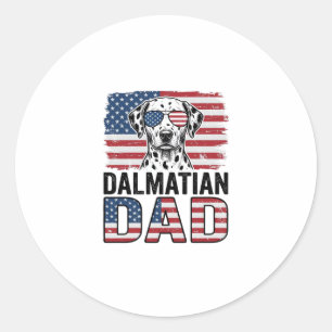 Dalmatian Dad Patriotic Vintage Dog Shirt Design_1 Classic Round Sticker
