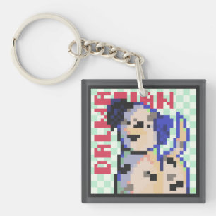 Dalmatian, dalmatian, Pixel Art, pixelart Key Ring