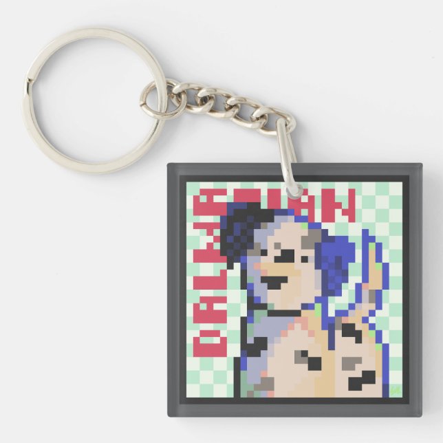 Dalmatian, dalmatian, Pixel Art, pixelart Key Ring (Front)