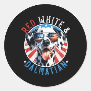Dalmatian Dog 4th Of July Red White And Dal Lovers Classic Round Sticker