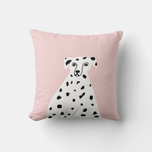 Dalmatian Dog Abstract Illustration Pink Cushion
