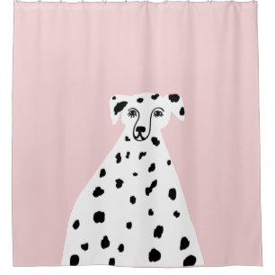 Dalmatian Dog Abstract Illustration Pink  Shower Curtain