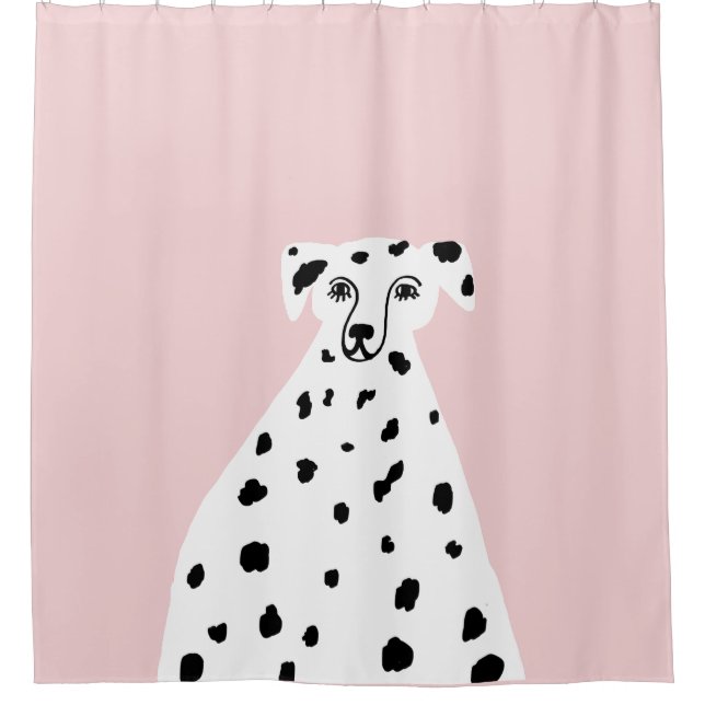 Dalmatian Dog Abstract Illustration Pink  Shower Curtain (Front)