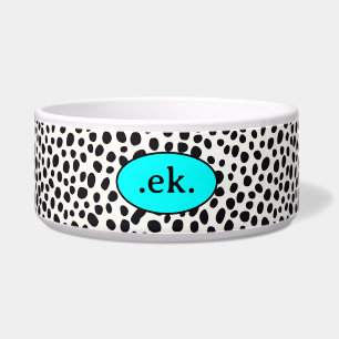 Dalmatian Dog Abstract Pattern Aqua Blue Monogram