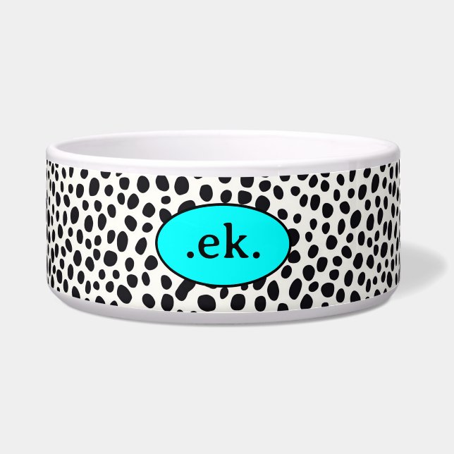 Dalmatian Dog Abstract Pattern Aqua Blue Monogram (Front)