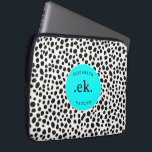 Dalmatian Dog Abstract Pattern Aqua Blue Monogram Laptop Sleeve<br><div class="desc">Protect your laptop in style with the Dalmatian Dog Abstract Pattern Aqua Blue Monogram Laptop Sleeve. Featuring a playful and modern Dalmatian design with bold black and white spots and a vibrant hot pink accent, this sleeve adds a pop of personality to your tech gear. Personalise it with a monogram...</div>