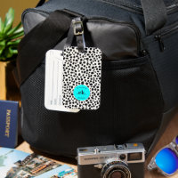  Dalmatian Dog Abstract Pattern Aqua Blue Monogram