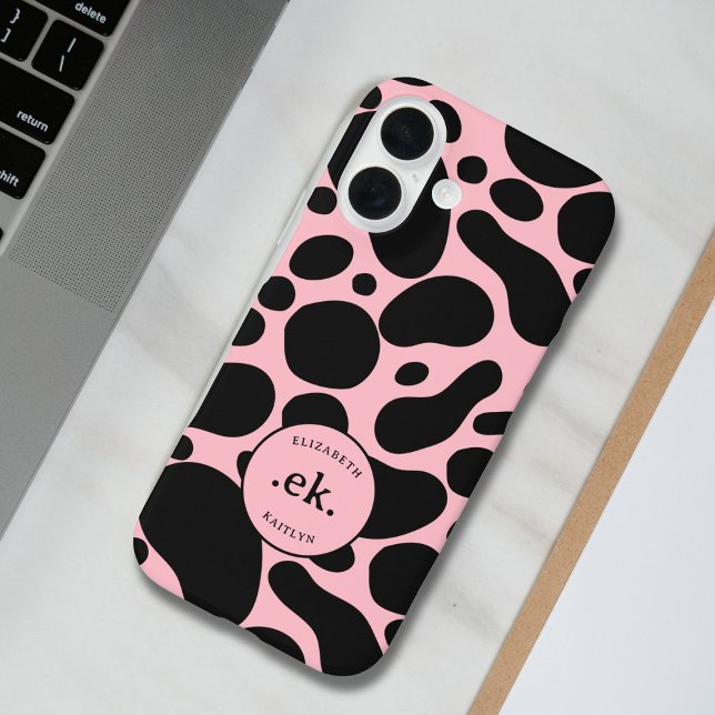 Dalmatian Dog Abstract Pattern Blush Pink Monogram Case-Mate iPhone Case (Creator Uploaded)