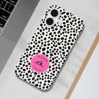Dalmatian Dog Abstract Pattern Hot Pink Monogram