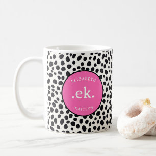  Dalmatian Dog Abstract Pattern Hot Pink Monogram Coffee Mug