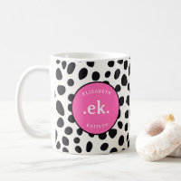 Dalmatian Dog Abstract Pattern Hot Pink Monogram