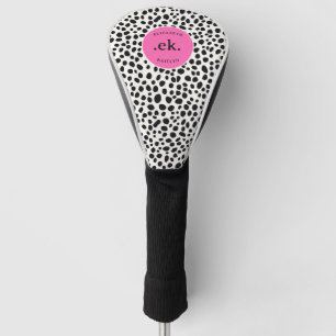 Dalmatian Dog Abstract Pattern Hot Pink Monogram Golf Head Cover