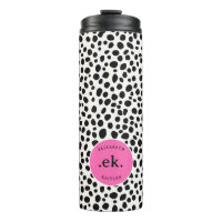 Dalmatian Dog Abstract Pattern Hot Pink Monogram