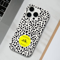 Dalmatian Dog Abstract Pattern Yellow Monogram