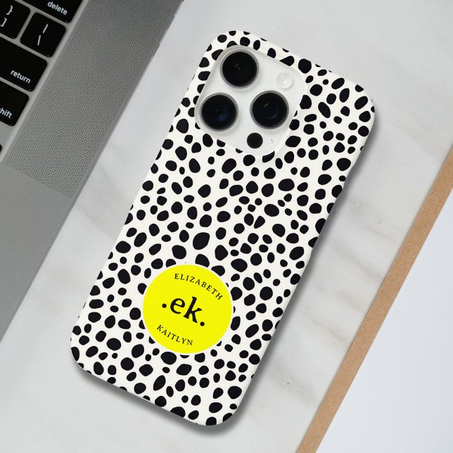  Dalmatian Dog Abstract Pattern Yellow Monogram Case-Mate iPhone Case (Creator Uploaded)
