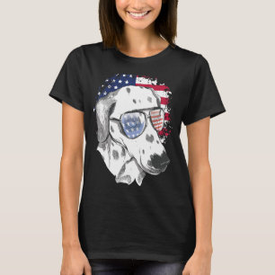 Dalmatian Dog American Flag Sunglasses Us Flag Dog T-Shirt