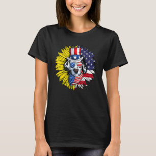 Dalmatian Dog And Sunflower 4th July Patriotic Ame T-Shirt