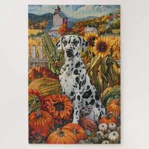 Dalmatian Dog Autumn Harvest Thanksgiving Jigsaw Puzzle